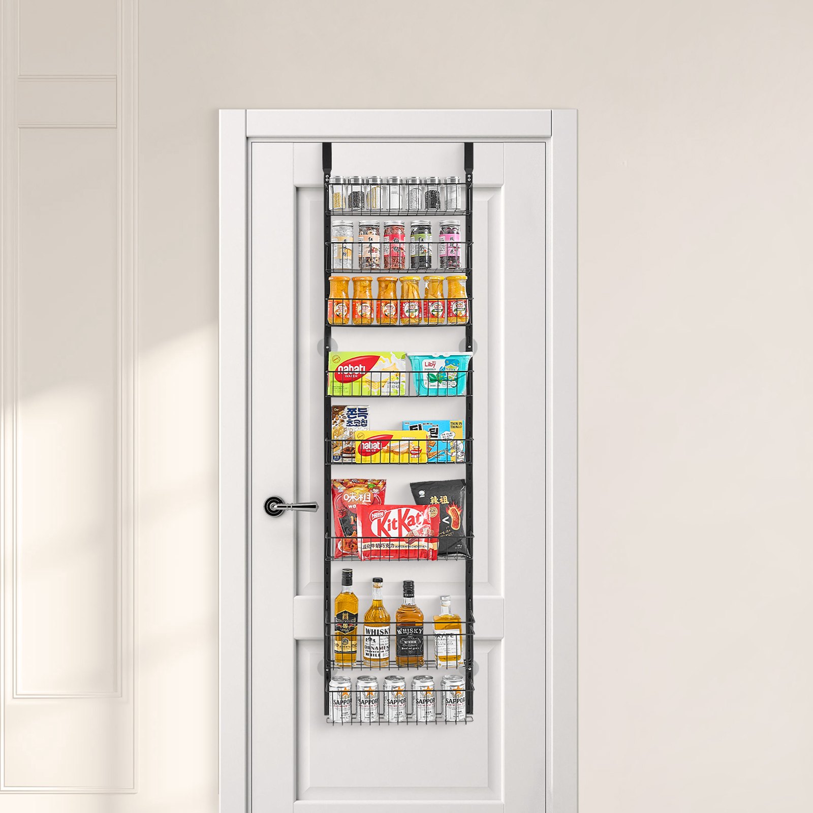8-Tier Over-the-Door Pantry Organizer Rack for Kitchen Storage image 3