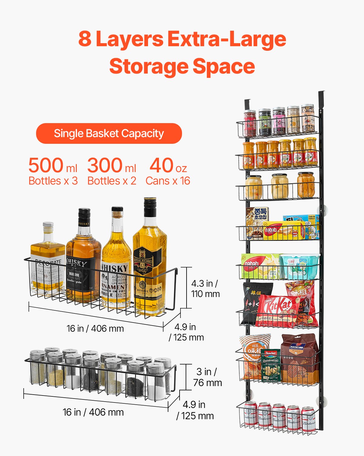 8-Tier Over-the-Door Pantry Organizer Rack for Kitchen Storage image 6
