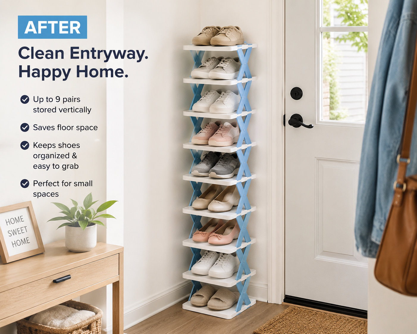 9-Tier Narrow Shoe Rack for Small Entryways & Apartments image 10